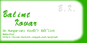 balint kovar business card